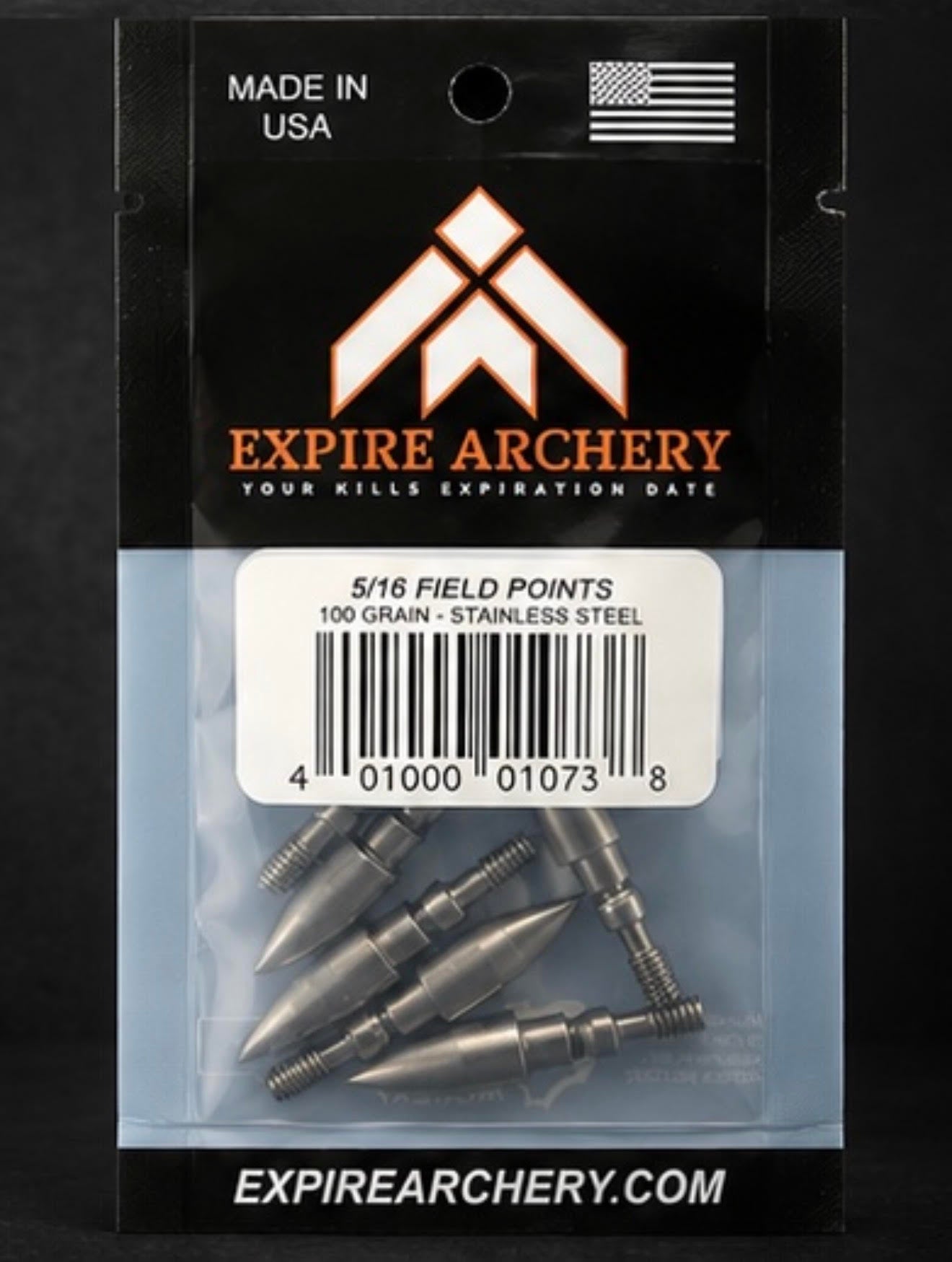 100 Grain 5/16" Stainless Steel Field Points (6 Pack)