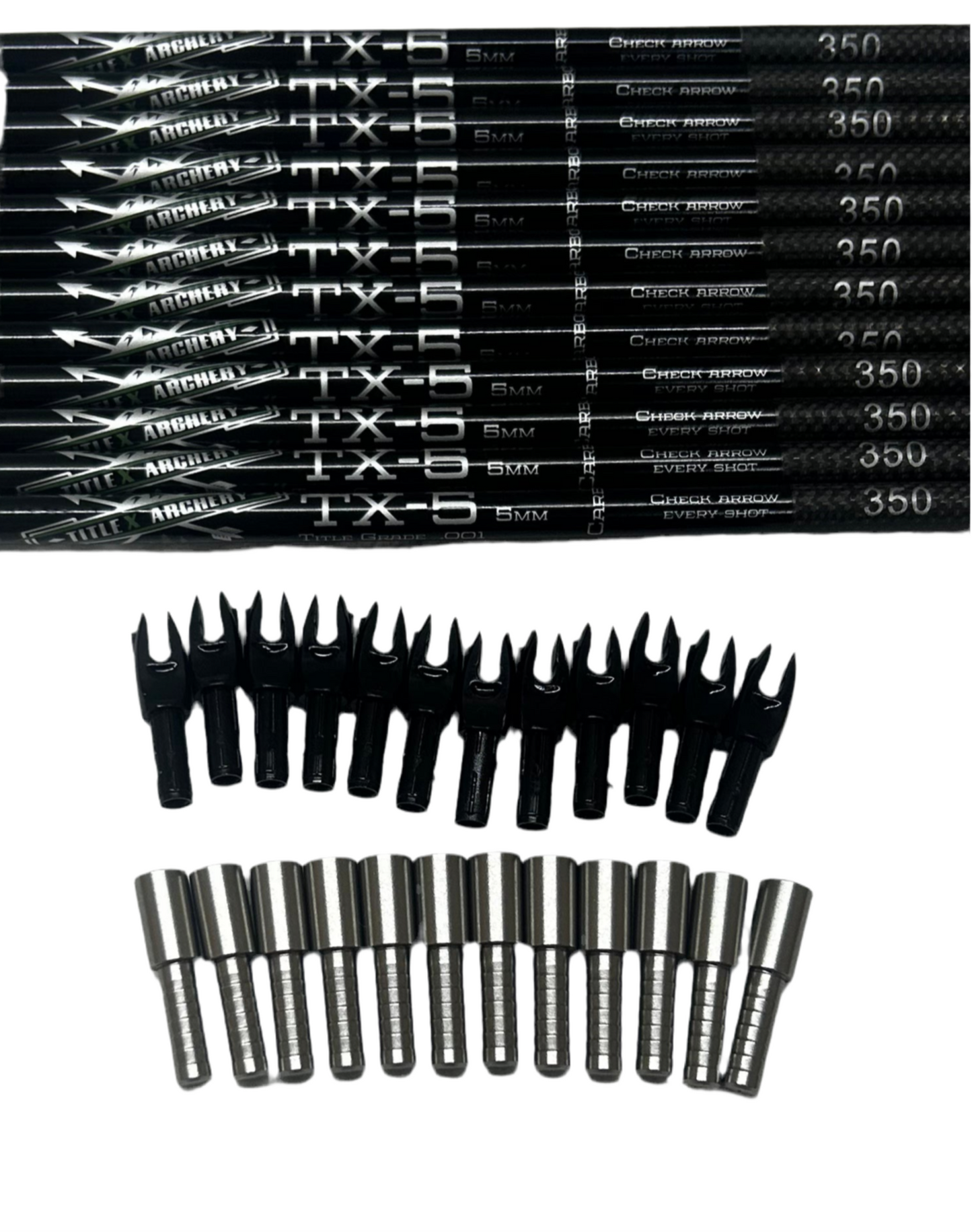TX-5 Carbon Arrows (.204 diameter) 5mm (12 Shafts) .001 Straightness